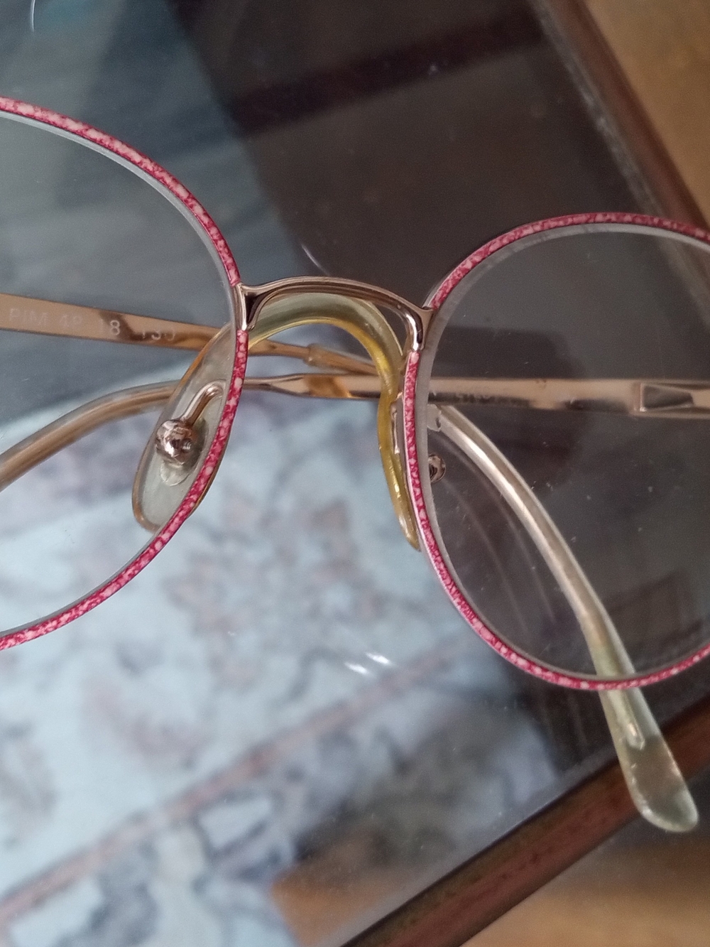 Vintage Round Pink Metal Eyeglasses 48-18-130 Made In Italy Rounded Nose Piece